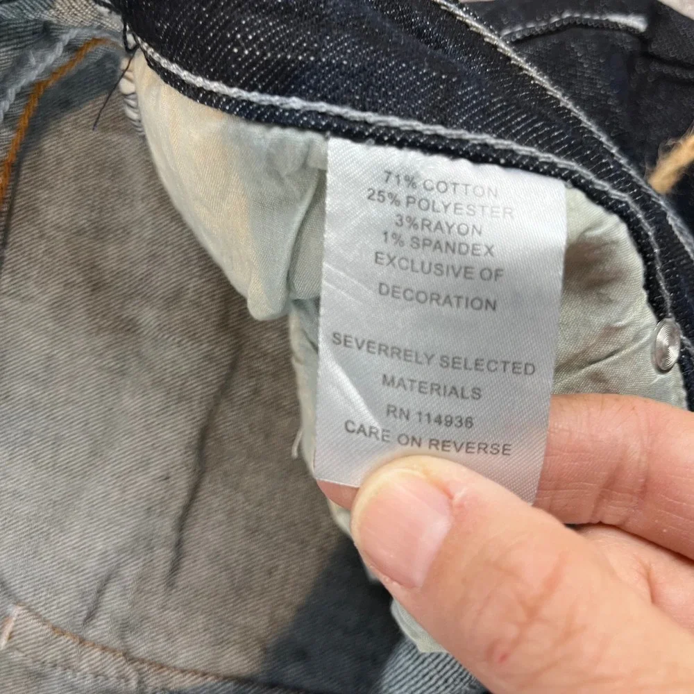 Flypaper Blue Mens Bootcut‎ Jeans Dark Wash Y2K Grunge 36x32 Embroidered Pocket